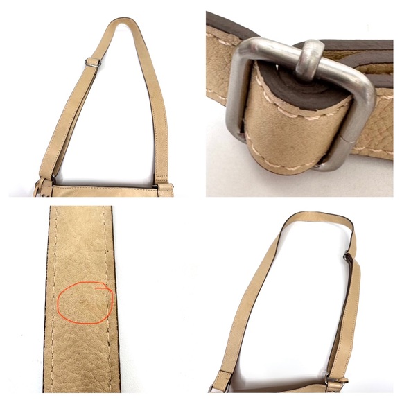 Fossil Tan Leather Adjustable Cross Body Purse Multi Compartment Bag Tan Cream - Picture 14 of 16